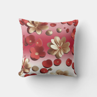 3D Flowers Throw Pillow