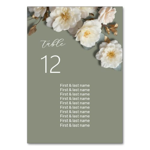 3D Flowers Wedding Seating Chart Table Number