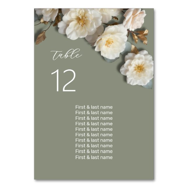 3D Flowers Wedding Seating Chart Table Number (Front)
