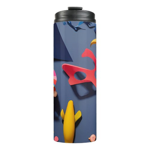 3D Flying Objects in Vivid Colors Thermal Tumbler