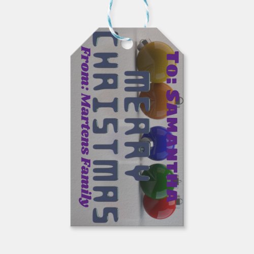 3d Font And Baubles Design Personalized Christmas  Gift Tags