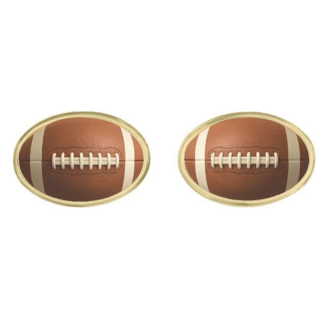 3D Football Design – Gold-Plated, Custom Option Cufflinks (Front)