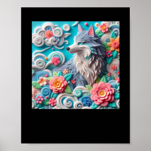 3d Fox Sticker  Poster