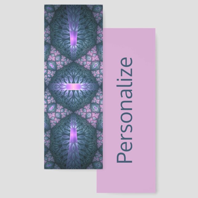 3D Fractal Abstract Pattern Blue Purple Pink Name Bookmarks (Front & Back)