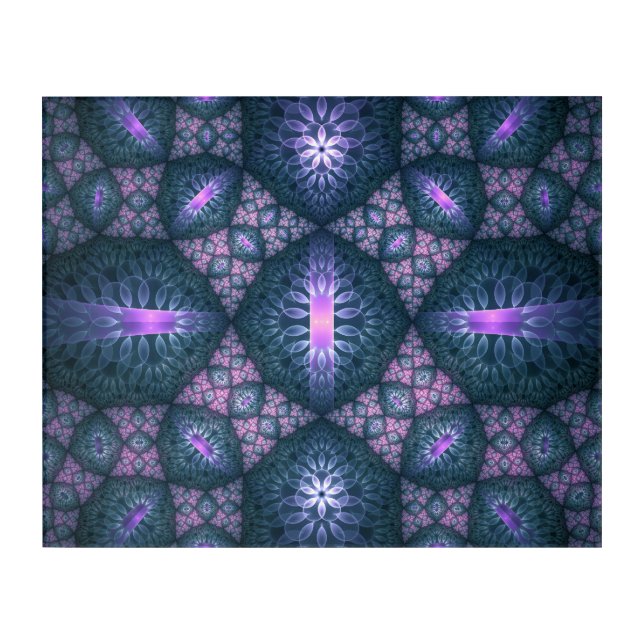 3D Fractal Art Abstract Pattern Blue Purple Pink (Front)