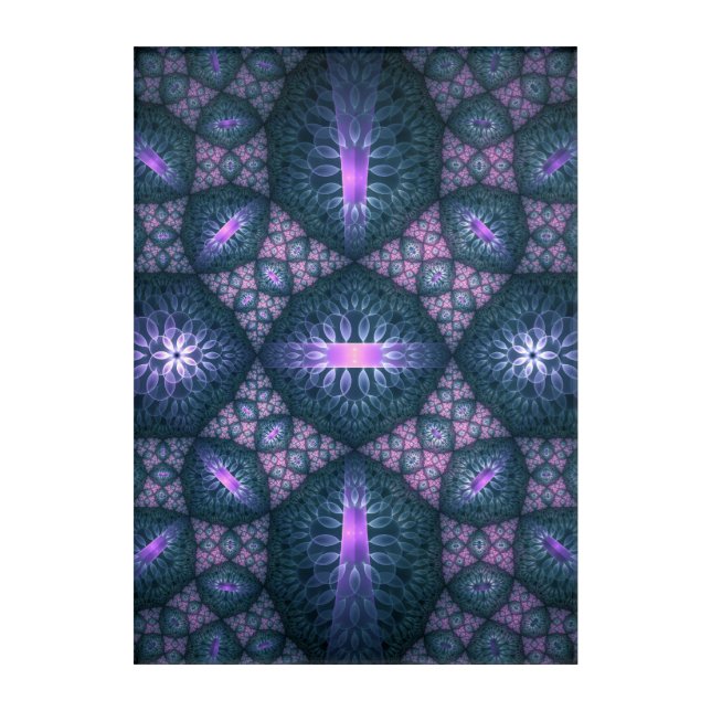 3D Fractal Art Abstract Pattern Blue Purple Pink (Front)