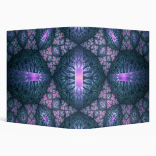 3D Fractal Art Abstract Pattern Blue Purple Pink 3 Ring Binder