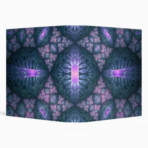 3D Fractal Art Abstract Pattern Blue Purple Pink 3 Ring Binder