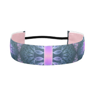 3D Fractal Art Abstract Pattern Blue Purple Pink Athletic Headband