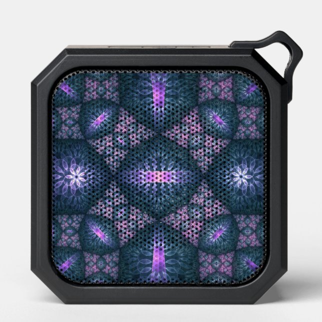 3D Fractal Art Abstract Pattern Blue Purple Pink Bluetooth Speaker (Front)