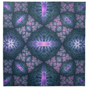 3D Fractal Art Abstract Pattern Blue Purple Pink Cloth Napkin
