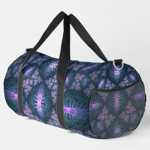 3D Fractal Art Abstract Pattern Blue Purple Pink Duffle Bag