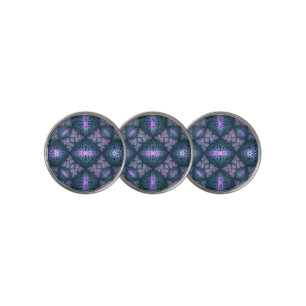 3D Fractal Art Abstract Pattern Blue Purple Pink Golf Ball Marker