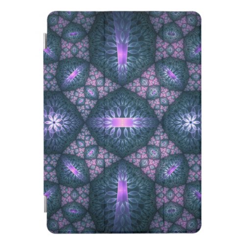 3D Fractal Art Abstract Pattern Blue Purple Pink iPad Pro Cover