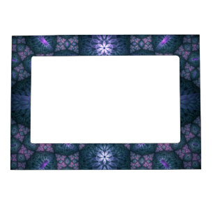 3D Fractal Art Abstract Pattern Blue Purple Pink Magnetic Frame