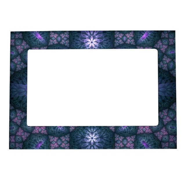 3D Fractal Art Abstract Pattern Blue Purple Pink Magnetic Frame (Front)