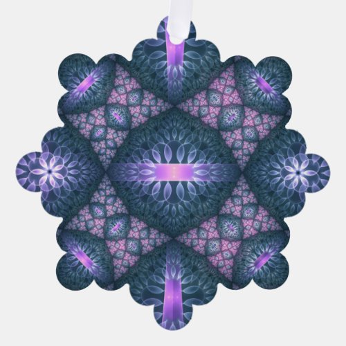 3D Fractal Art Abstract Pattern Blue Purple Pink Ornament Card