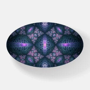 3D Fractal Art Abstract Pattern Blue Purple Pink Paperweight
