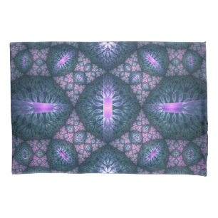 3D Fractal Art Abstract Pattern Blue Purple Pink Pillow Case