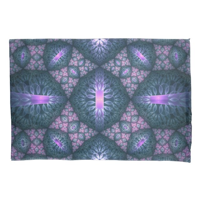 3D Fractal Art Abstract Pattern Blue Purple Pink Pillow Case (Front)