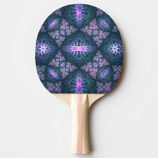 3D Fractal Art Abstract Pattern Blue Purple Pink Ping Pong Paddle (Front)