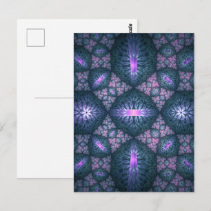 3D Fractal Art Abstract Pattern Blue Purple Pink Postcard