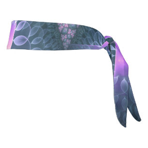 3D Fractal Art Abstract Pattern Blue Purple Pink Tie Headband