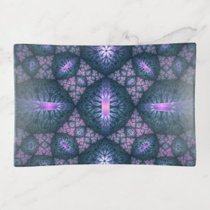 3D Fractal Art Abstract Pattern Blue Purple Pink Trinket Tray