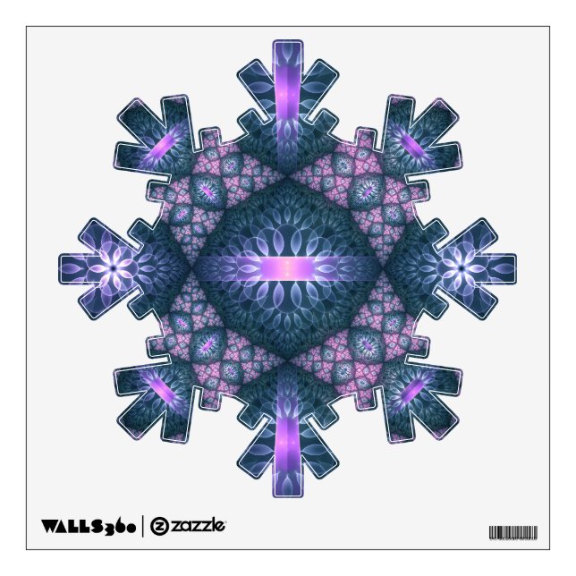 3D Fractal Art Abstract Pattern Blue Purple Pink Wall Decal (Front)