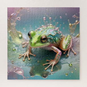 3D Fractal Art Green Tree Frog, Jigsaw Puzzle