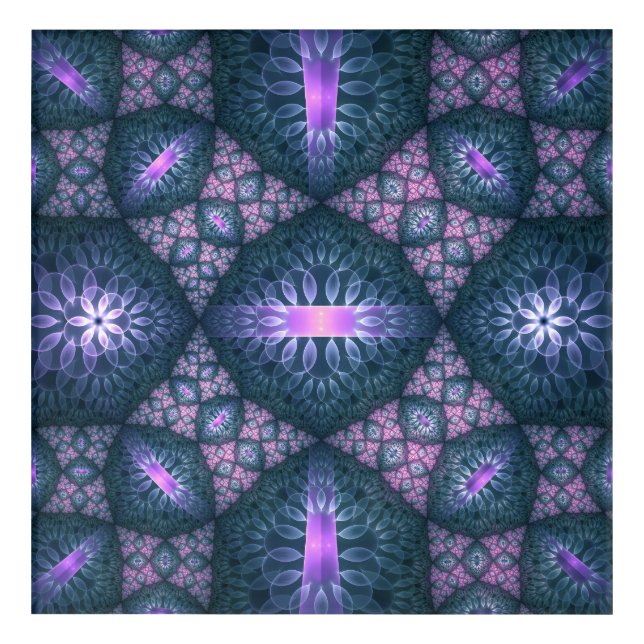 3D Fractal Art Pattern Turquoise Purple Pink (Front)