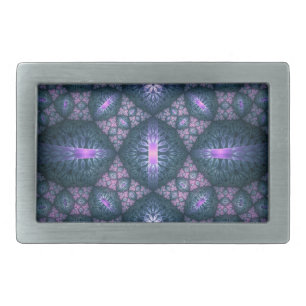 3D Fractal Art Pattern Turquoise Purple Pink Belt Buckle
