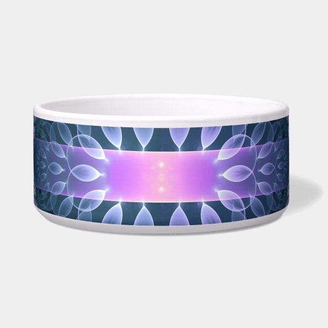 3D Fractal Art Pattern Turquoise Purple Pink Bowl (Front)