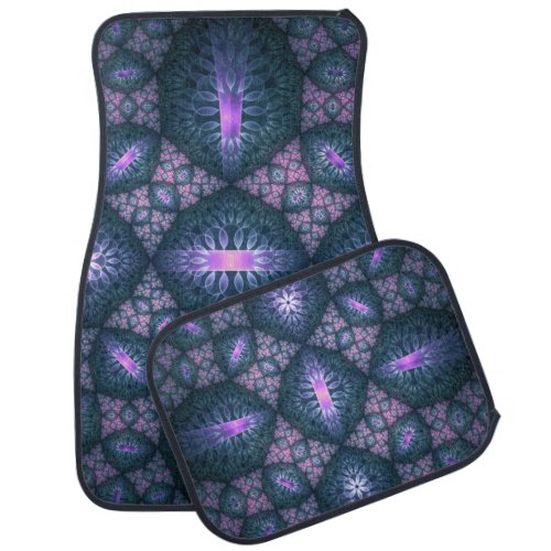 3D Fractal Art Pattern Turquoise Purple Pink Car Floor Mat