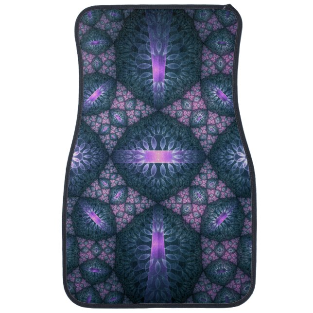 3D Fractal Art Pattern Turquoise Purple Pink Car Floor Mat (Front)