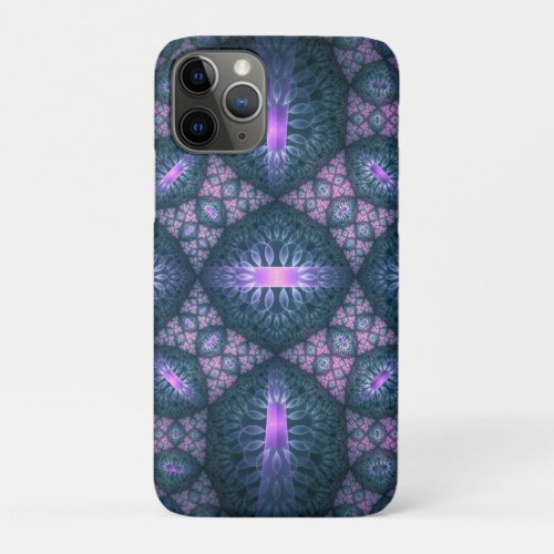 3D Fractal Art Pattern Turquoise Purple Pink iPhone 11 Pro Case