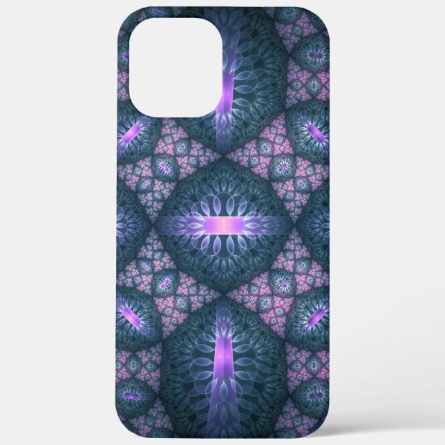 3D Fractal Art Pattern Turquoise Purple Pink Case-Mate iPhone Case (Back)