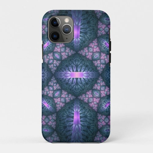 3D Fractal Art Pattern Turquoise Purple Pink iPhone 11 Pro Case