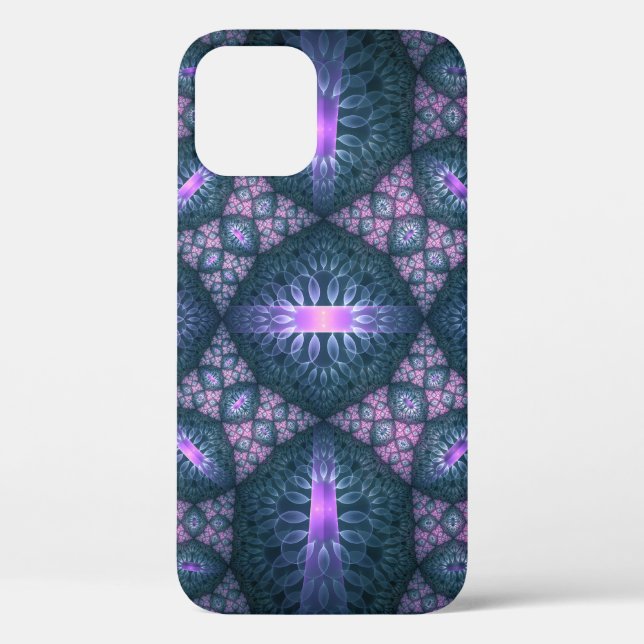 3D Fractal Art Pattern Turquoise Purple Pink Case-Mate iPhone Case (Back)
