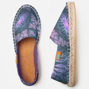 3D Fractal Art Pattern Turquoise Purple Pink Espadrilles