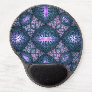 3D Fractal Art Pattern Turquoise Purple Pink Gel Mouse Pad