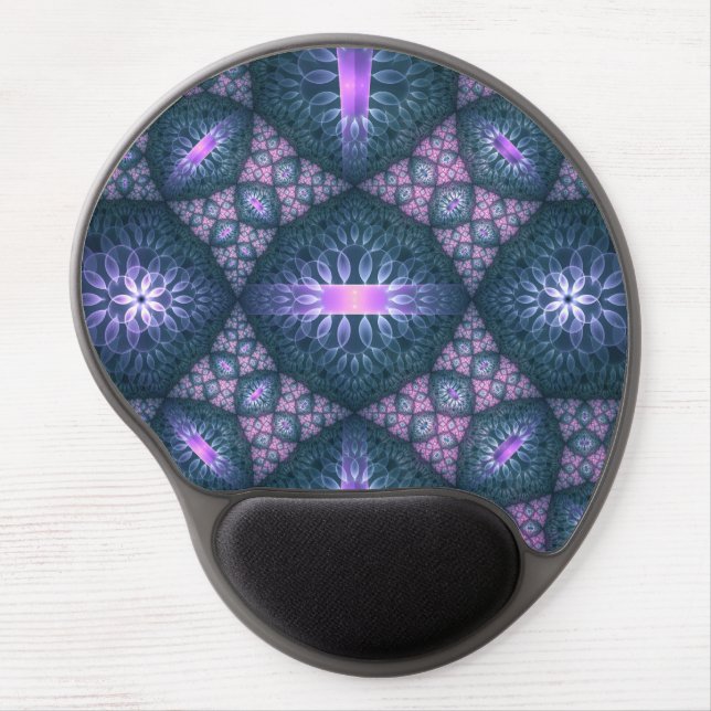 3D Fractal Art Pattern Turquoise Purple Pink Gel Mouse Pad (Front)