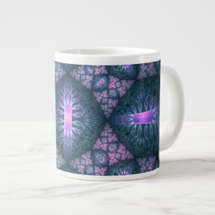3D Fractal Art Pattern Turquoise Purple Pink Giant Coffee Mug
