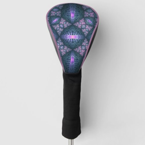 3D Fractal Art Pattern Turquoise Purple Pink Golf Head Cover