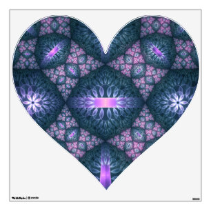 3D Fractal Art Pattern Turquoise Purple Pink Heart Wall Decal