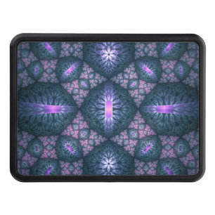 3D Fractal Art Pattern Turquoise Purple Pink Hitch Cover