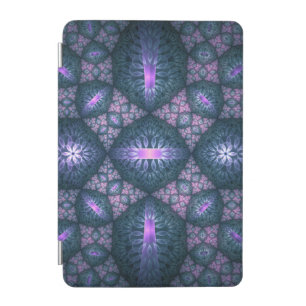 3D Fractal Art Pattern Turquoise Purple Pink iPad Mini Cover