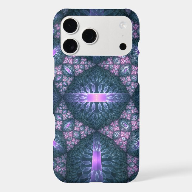 3D Fractal Art Pattern Turquoise Purple Pink Iphone Case (Back)