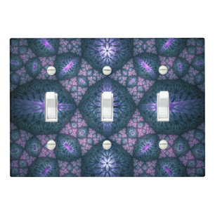 3D Fractal Art Pattern Turquoise Purple Pink Light Switch Cover