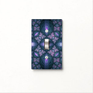 3D Fractal Art Pattern Turquoise Purple Pink Light Switch Cover